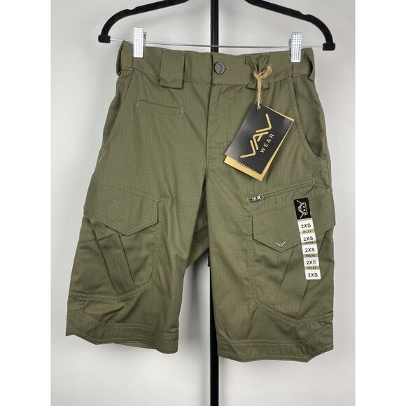 Vav Wear Olive Green Slim Cargo Ripstop Multipocket Shorts XXS - Picture 1 of 7
